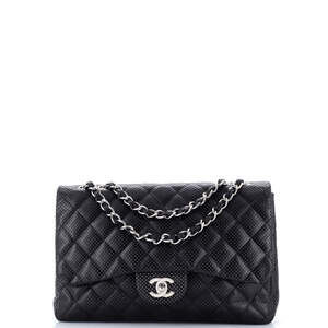 Chanel Jumbo Classic Single Flap Bag Quilted Perforated Leather